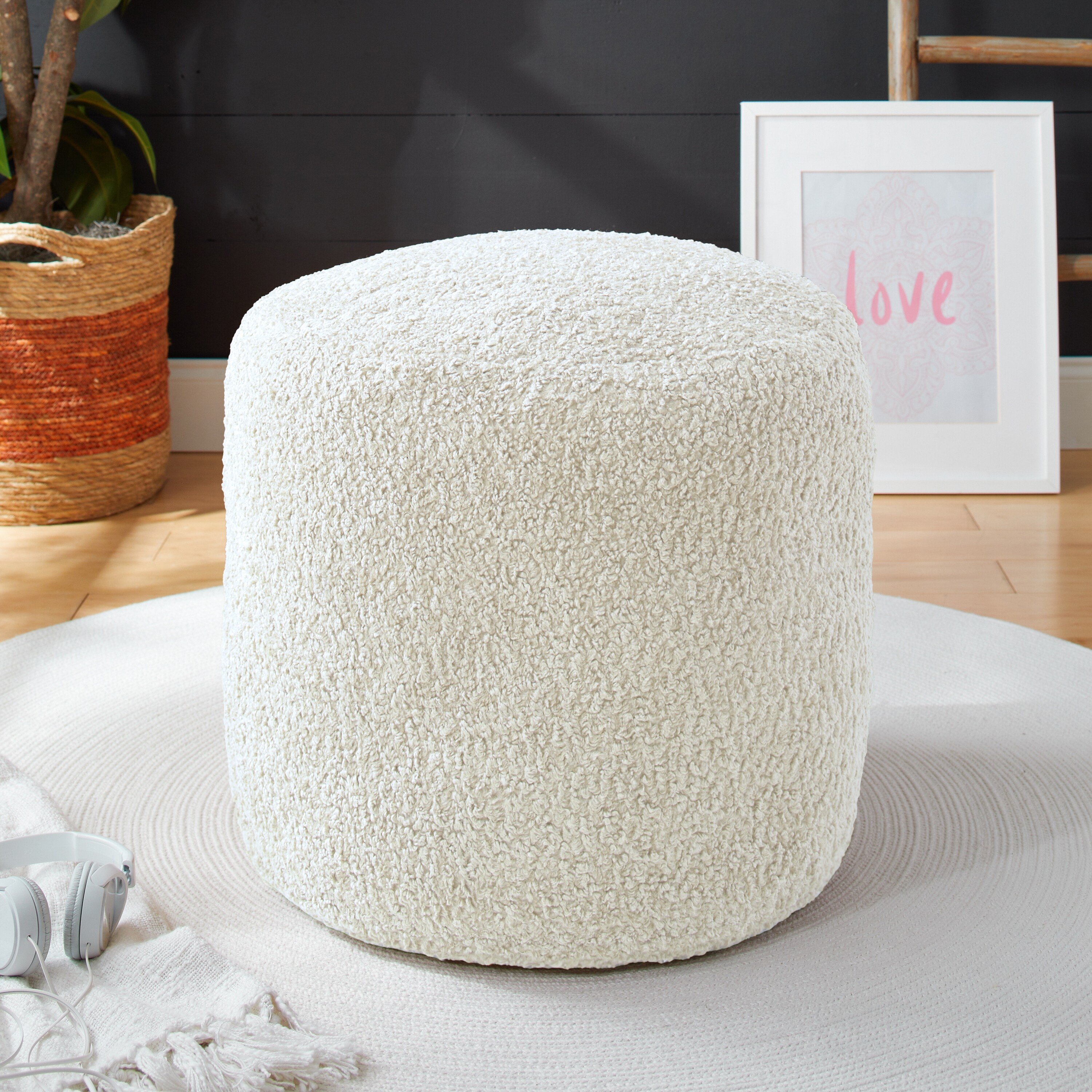 Sorra Home Indoor Soft-Textured Bean Pouf/Ottoman - Bed Bath